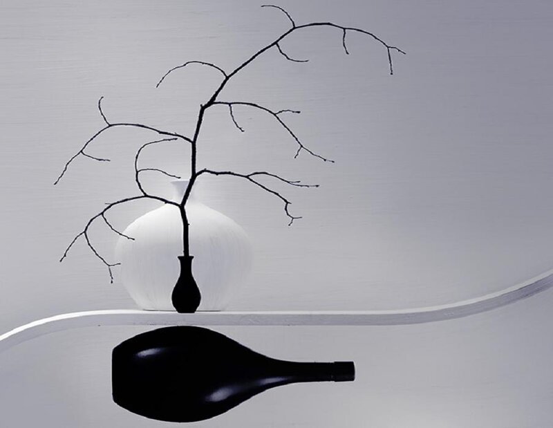 Black Branch in White Vase