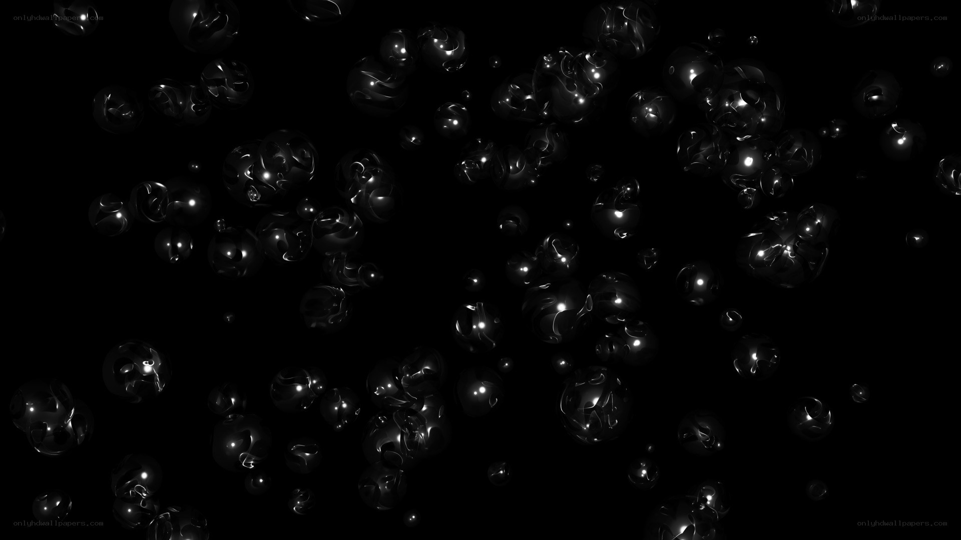 black bubbles floating in space