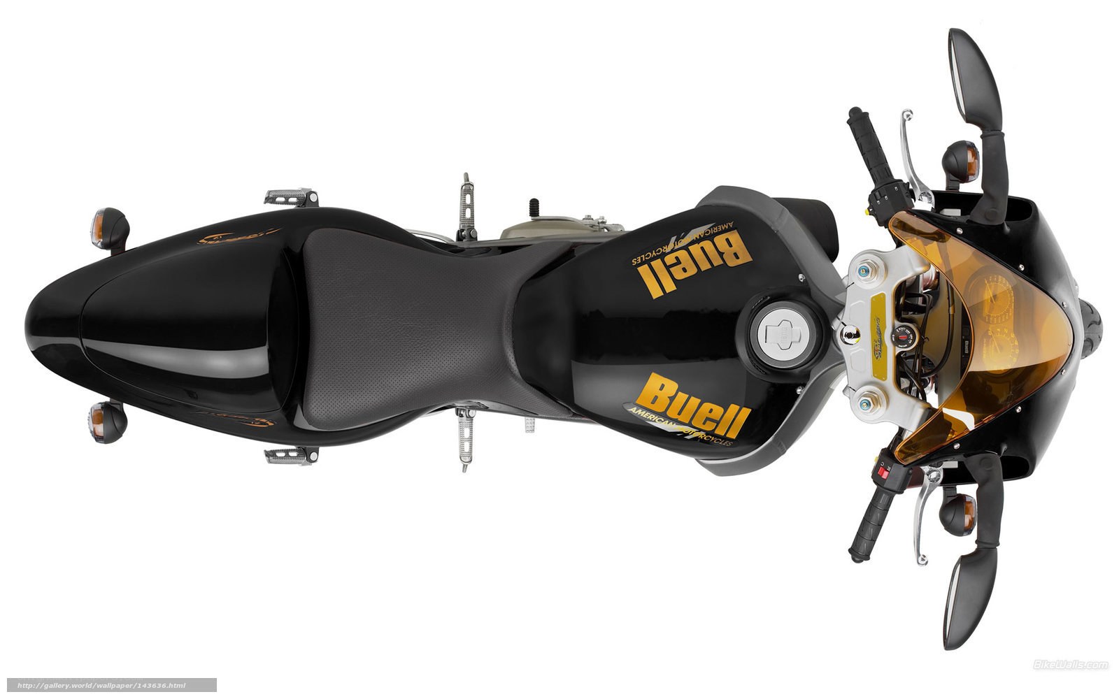 black buell motorcycle from above