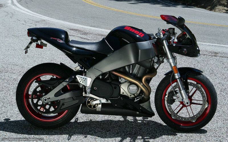 Black Buell motorcycle on road