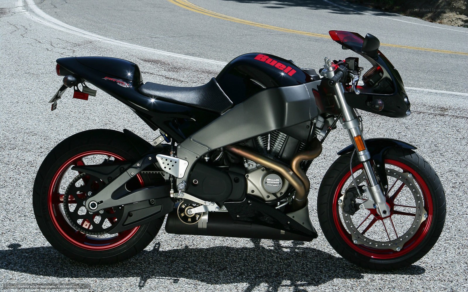 Black Buell motorcycle on road