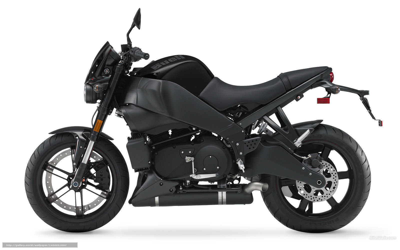 Black Buell motorcycle side view