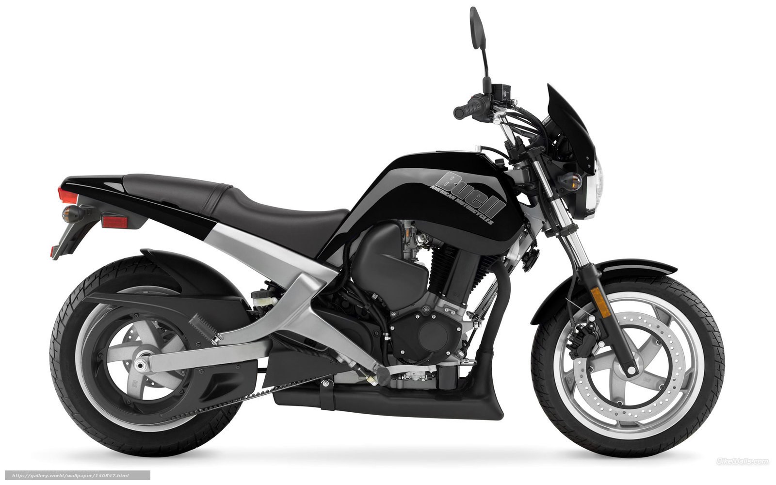 Black Buell motorcycle side view