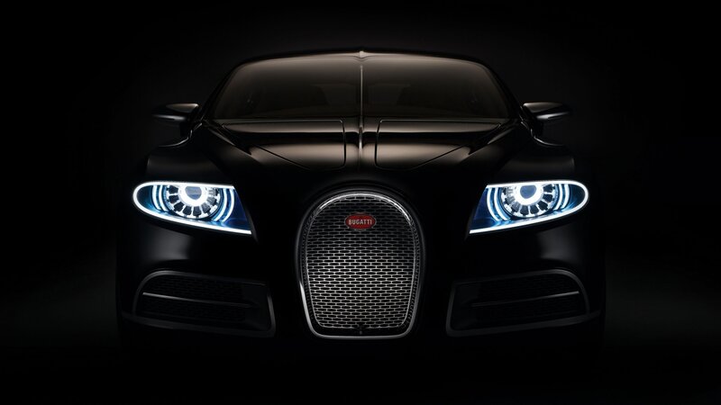 Black Bugatti Car — Dramatic