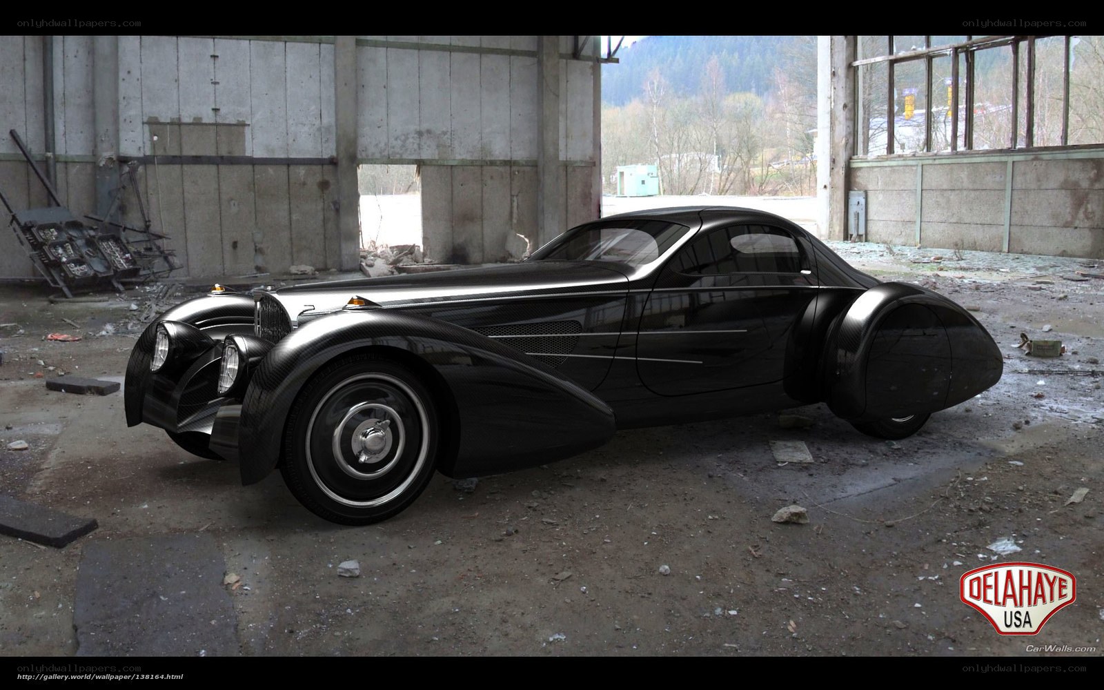 Black Bugatti in Abandoned Warehouse