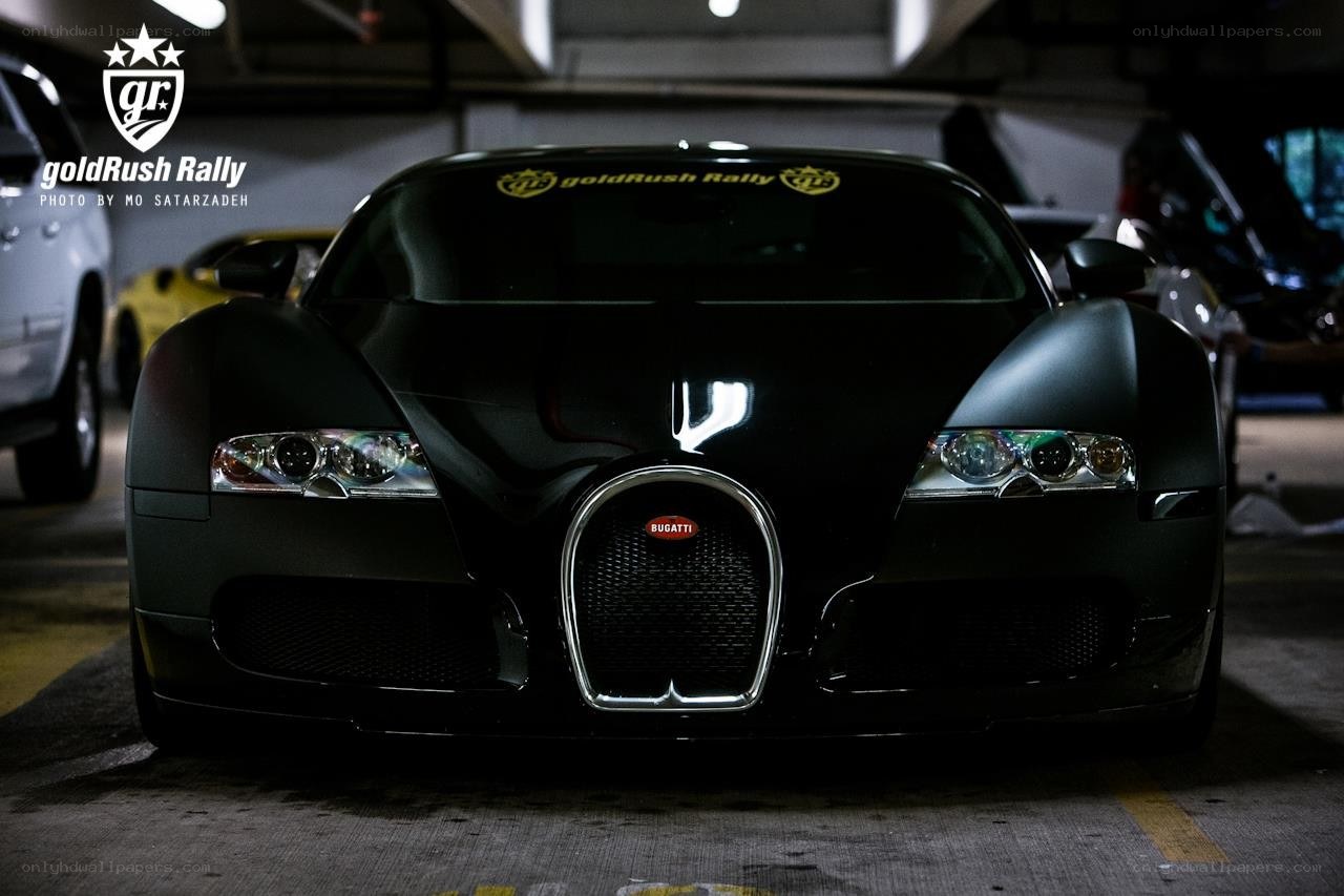 Black Bugatti in parking garage