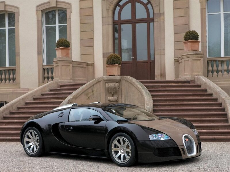 Black Bugatti Veyron — Dramatic, Afternoon, Photograph, Car, Building, Stairs