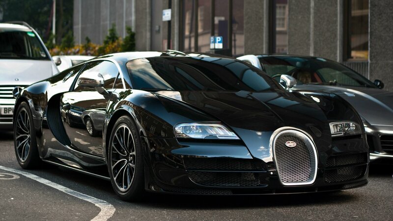 Black Bugatti Veyron — Dramatic, Afternoon, Photograph, Car, City Street