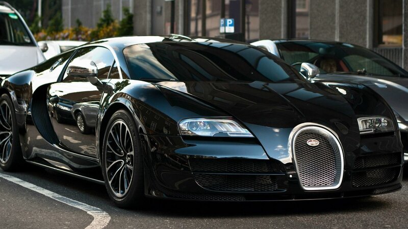 Black Bugatti Veyron — Dramatic, Afternoon, Photograph, Car, Parking Lot