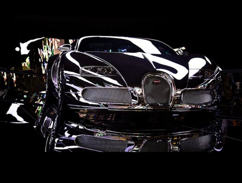 Black Bugatti Veyron — Dramatic, Night, Photograph, Car