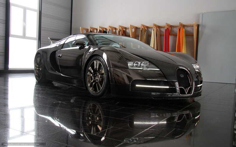Black Bugatti Veyron — Dramatic, Photograph, Car, Showroom, Floor Reflection