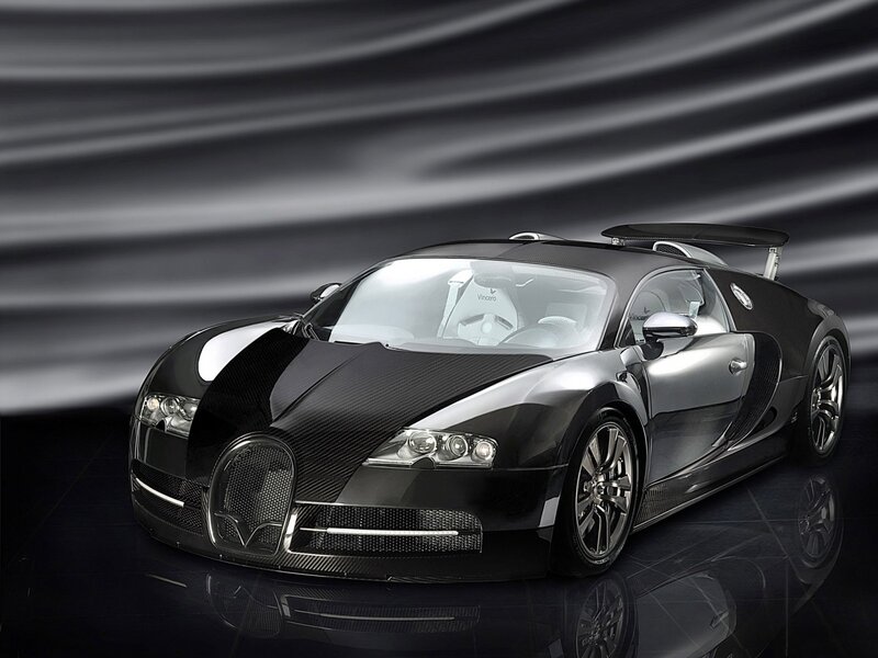 Black Bugatti Veyron — Dramatic, Photograph, Carbon Fiber, Rear Wing, Headlights