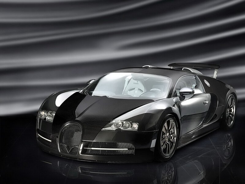 Black Bugatti Veyron — Dramatic, Photograph, Carbon Fiber, Turbine Wheels