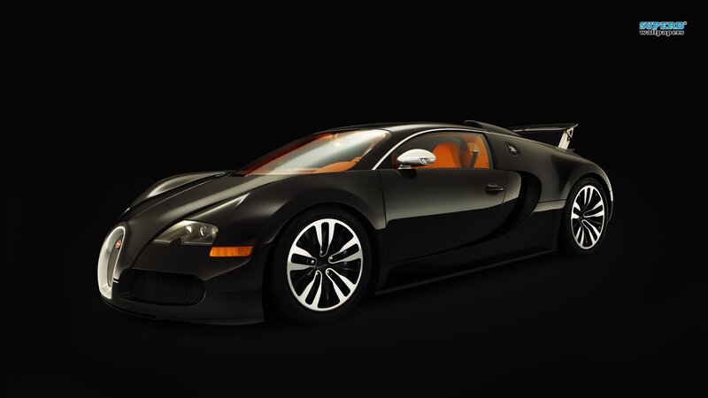 Black Bugatti Veyron — Dramatic, Photograph, Orange Interior, Wheels