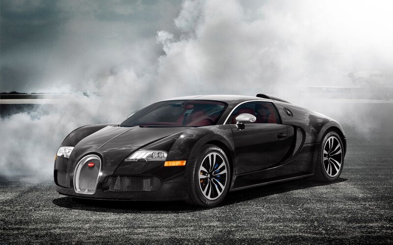 Black Bugatti Veyron — Dramatic, Photograph, Smoke, Road