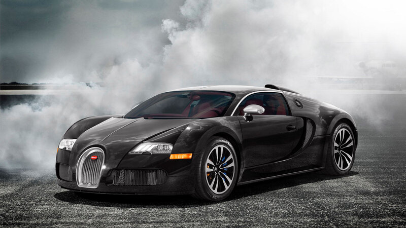 Black Bugatti Veyron — Dramatic, Photograph, Smoke, Tarmac