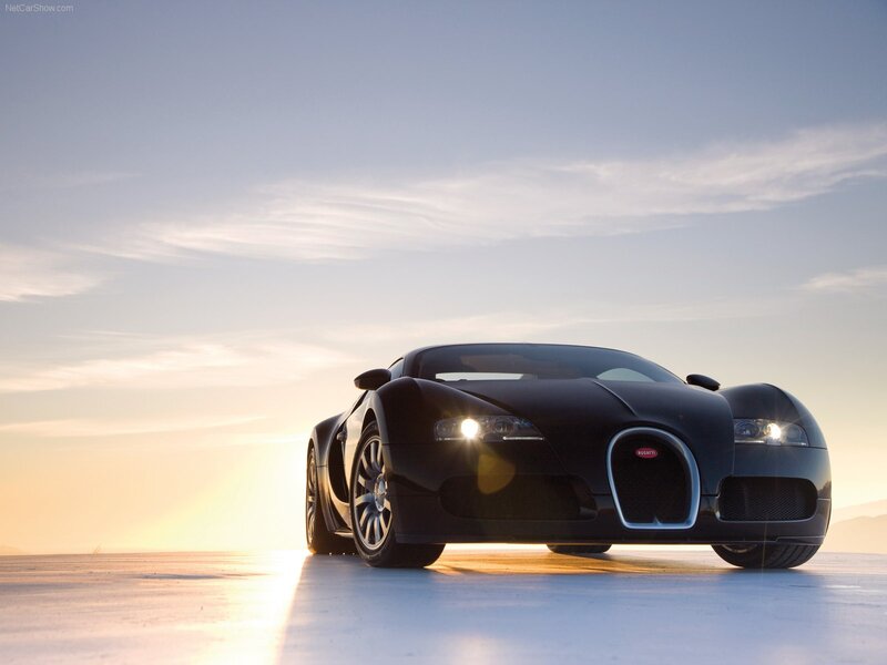Black Bugatti Veyron — Dramatic, Sunrise, Photograph, Car