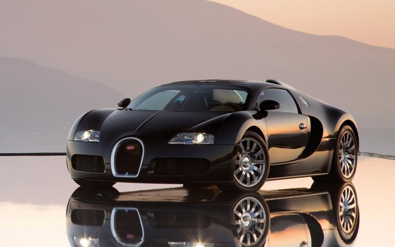 Black Bugatti Veyron — Dramatic, Sunset, Photograph