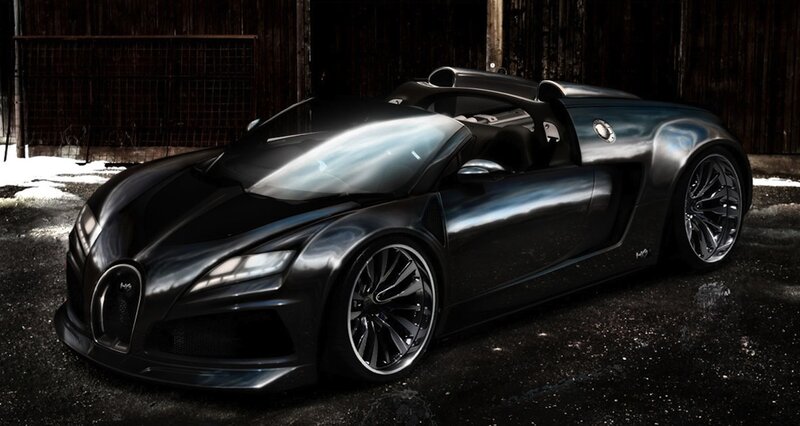 Black Bugatti Veyron — Dramatic, Winter