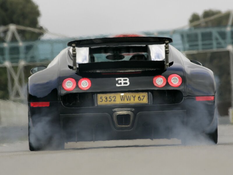 Black Bugatti Veyron — Dynamic, Photograph, Smoke