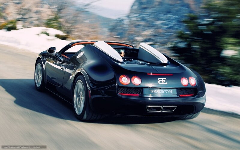 Black Bugatti Veyron — Dynamic, Winter, Photograph, Car