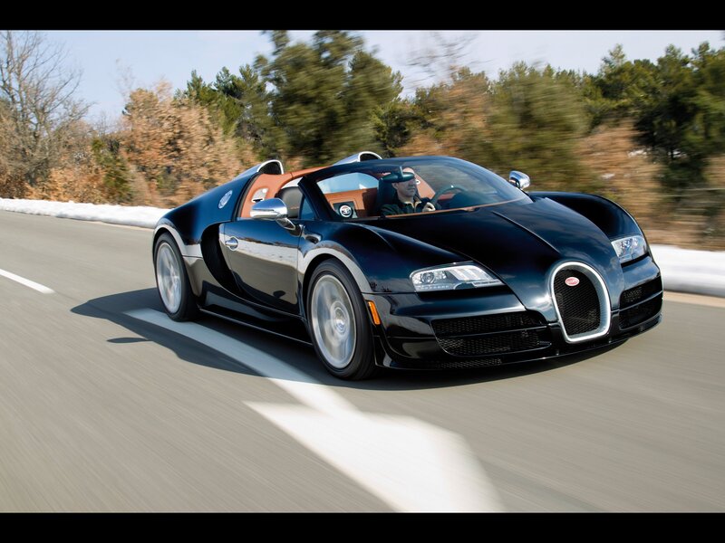 Black Bugatti Veyron — Dynamic, Winter, Photograph, Driver, Road