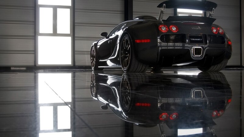 Black Bugatti Veyron in garage