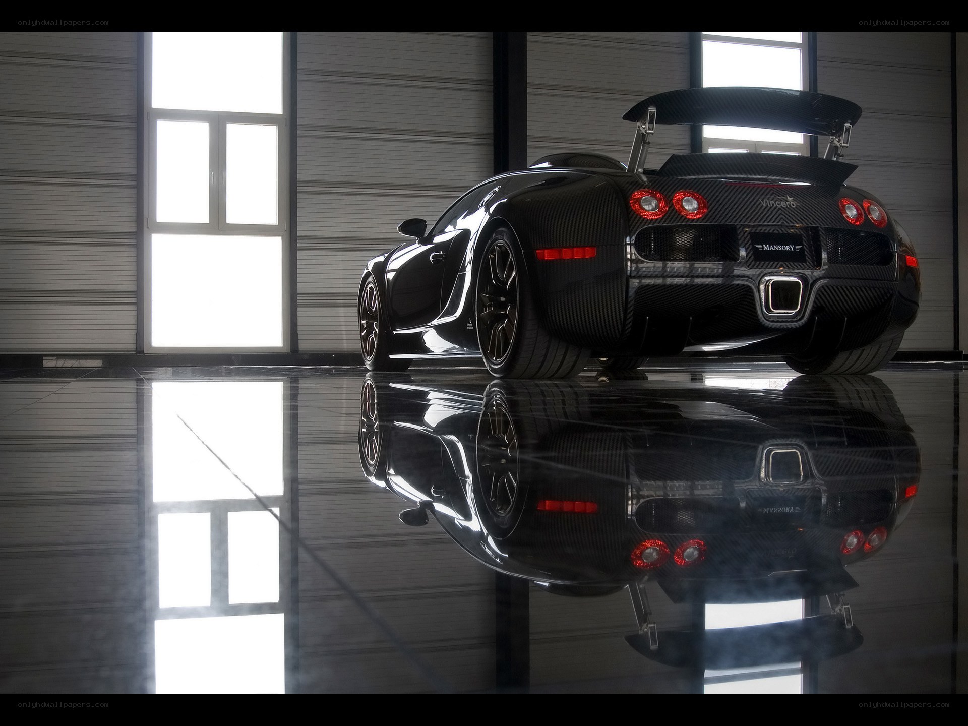Black Bugatti Veyron in showroom