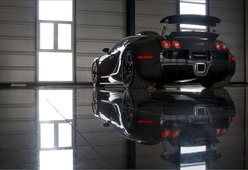 Black Bugatti Veyron in showroom