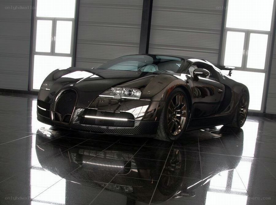 Black Bugatti Veyron in showroom