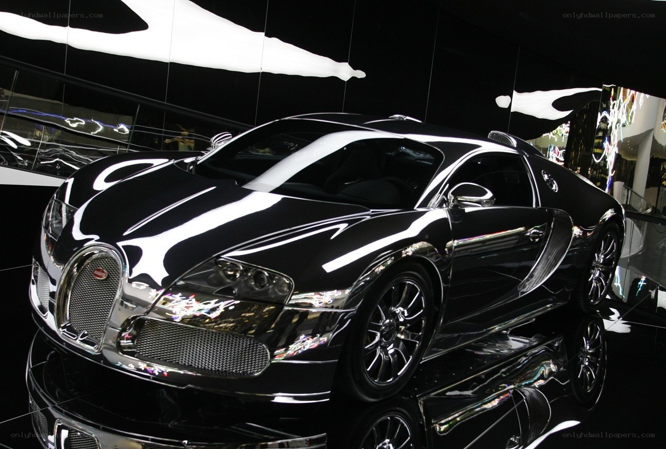 Black Bugatti Veyron on display