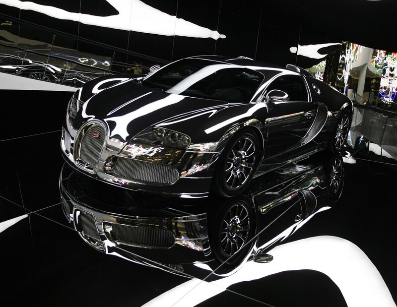 Black Bugatti Veyron on display