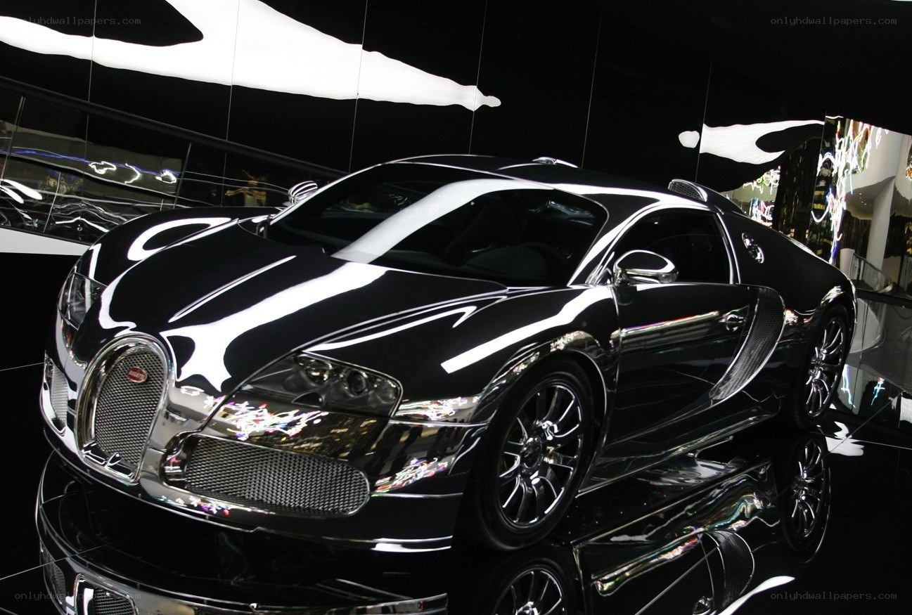 Black Bugatti Veyron on display