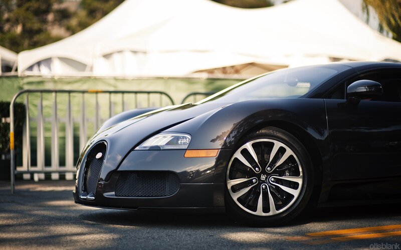Black Bugatti Veyron parked