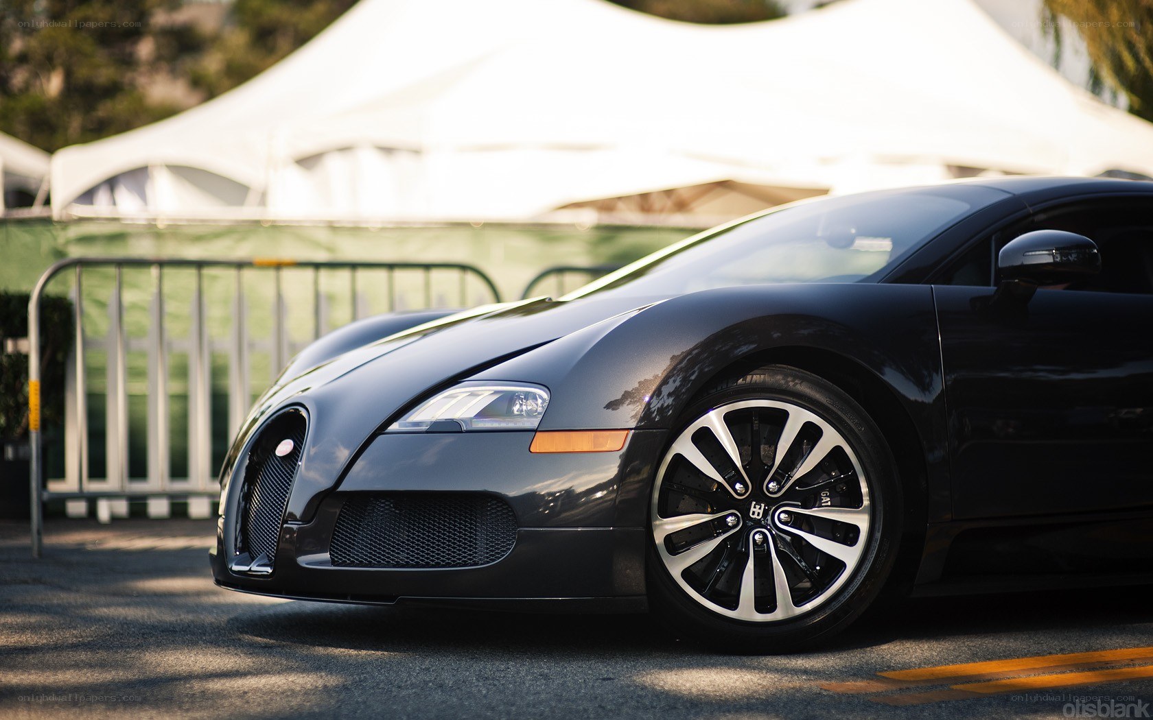 Black Bugatti Veyron parked