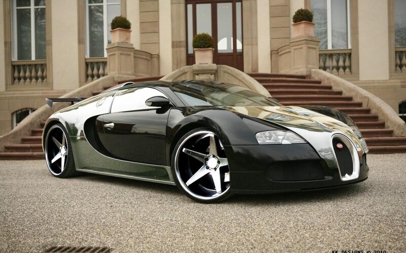 Black Bugatti Veyron parked outside