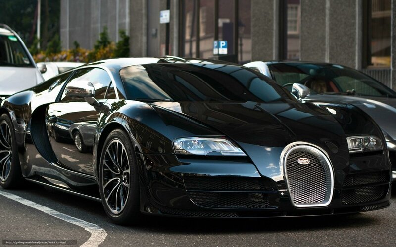 Black Bugatti Veyron parked
