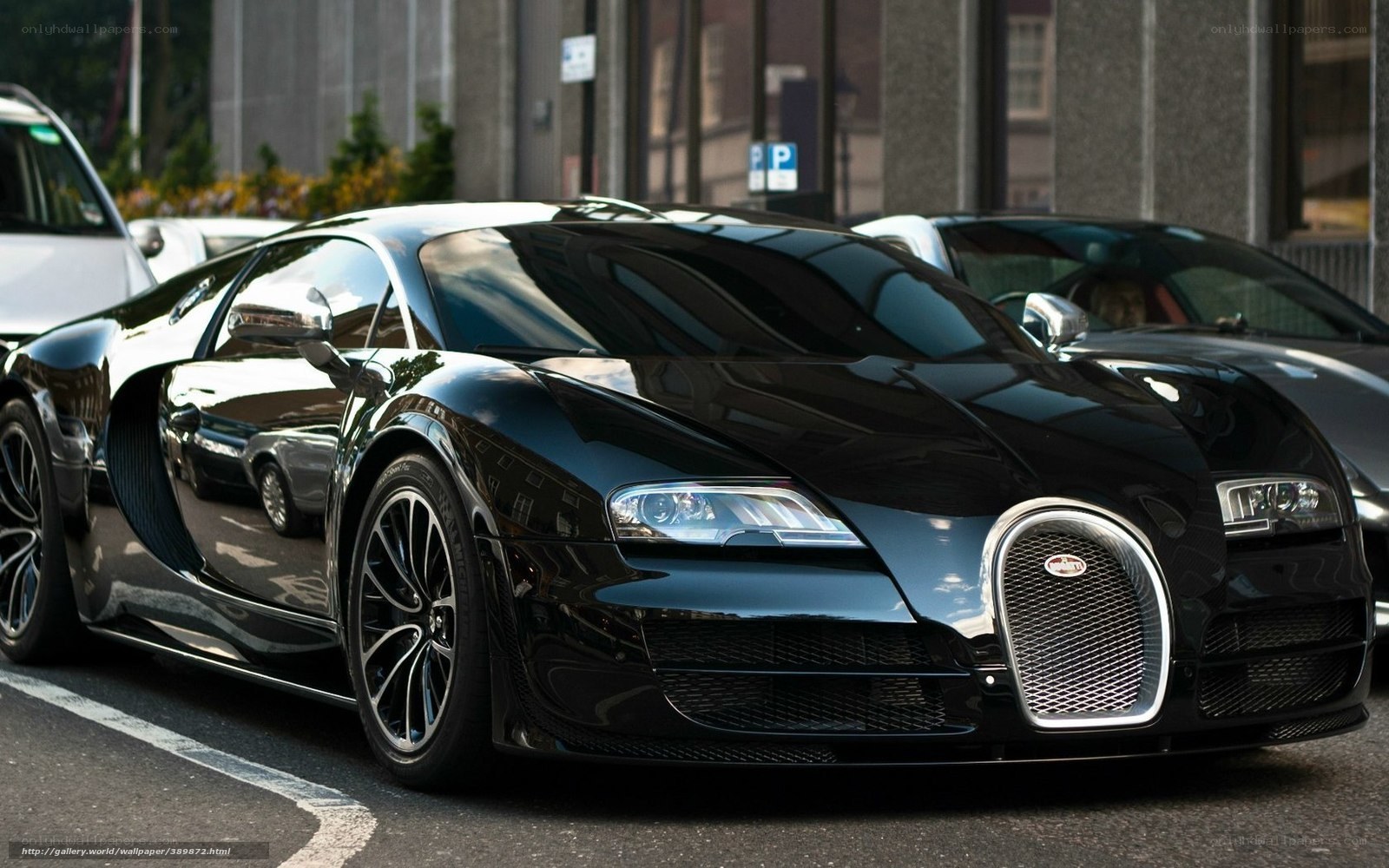 Black Bugatti Veyron parked