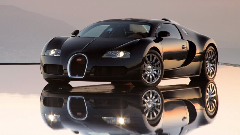 Black Bugatti Veyron sports car
