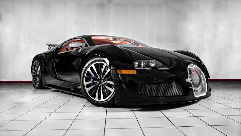 Black Bugatti Veyron sports car