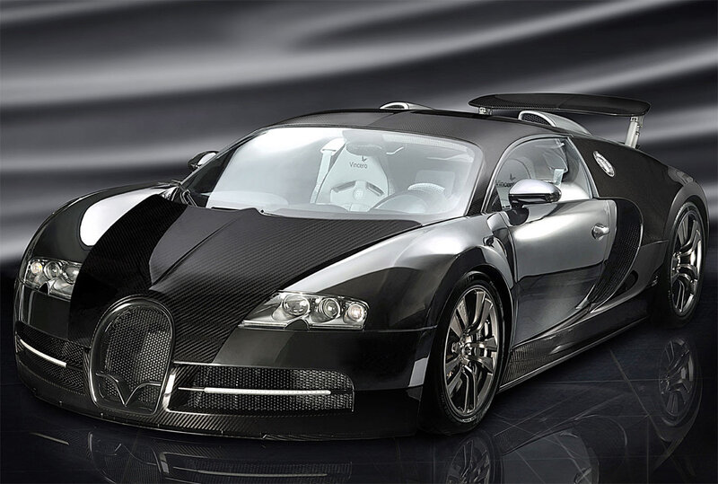 Black Bugatti Veyron sports car