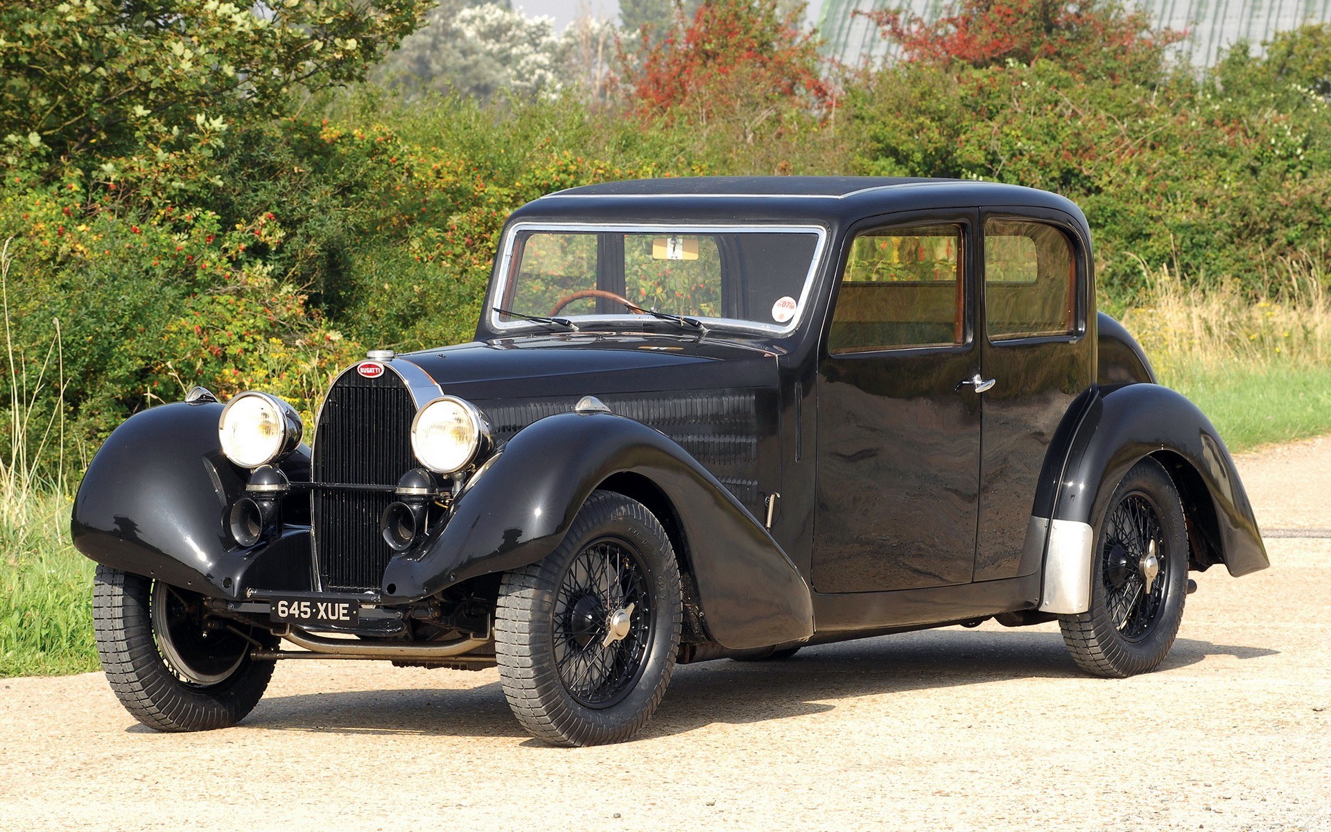 Black Bugatti vintage car