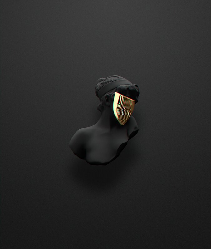 Black Bust with Golden Mask