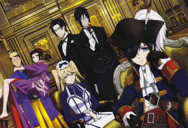 Black Butler characters in a grand hall