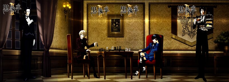Black Butler characters in a parlor