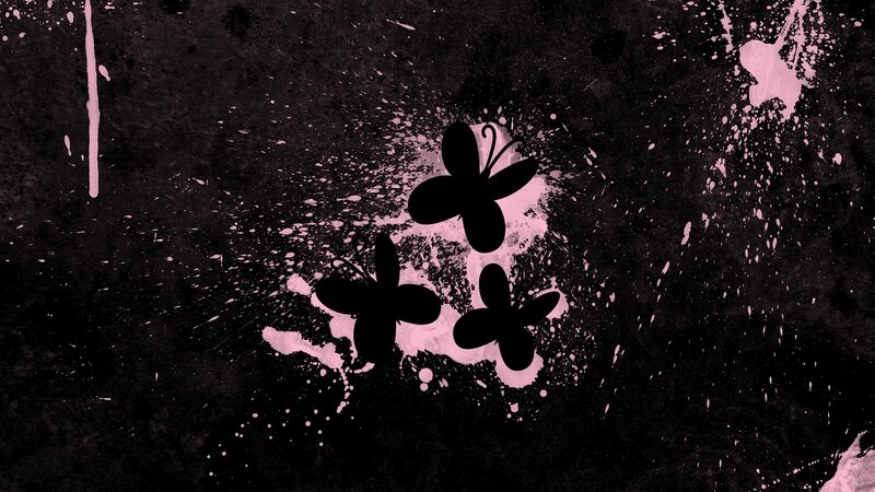 black butterflies on pink splatter