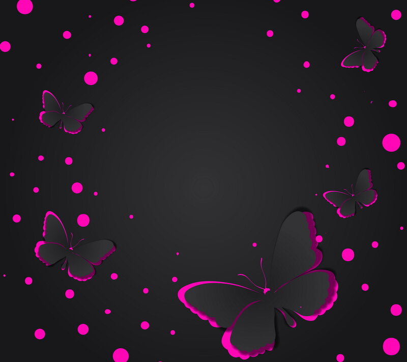 Black Butterflies with Pink Dots