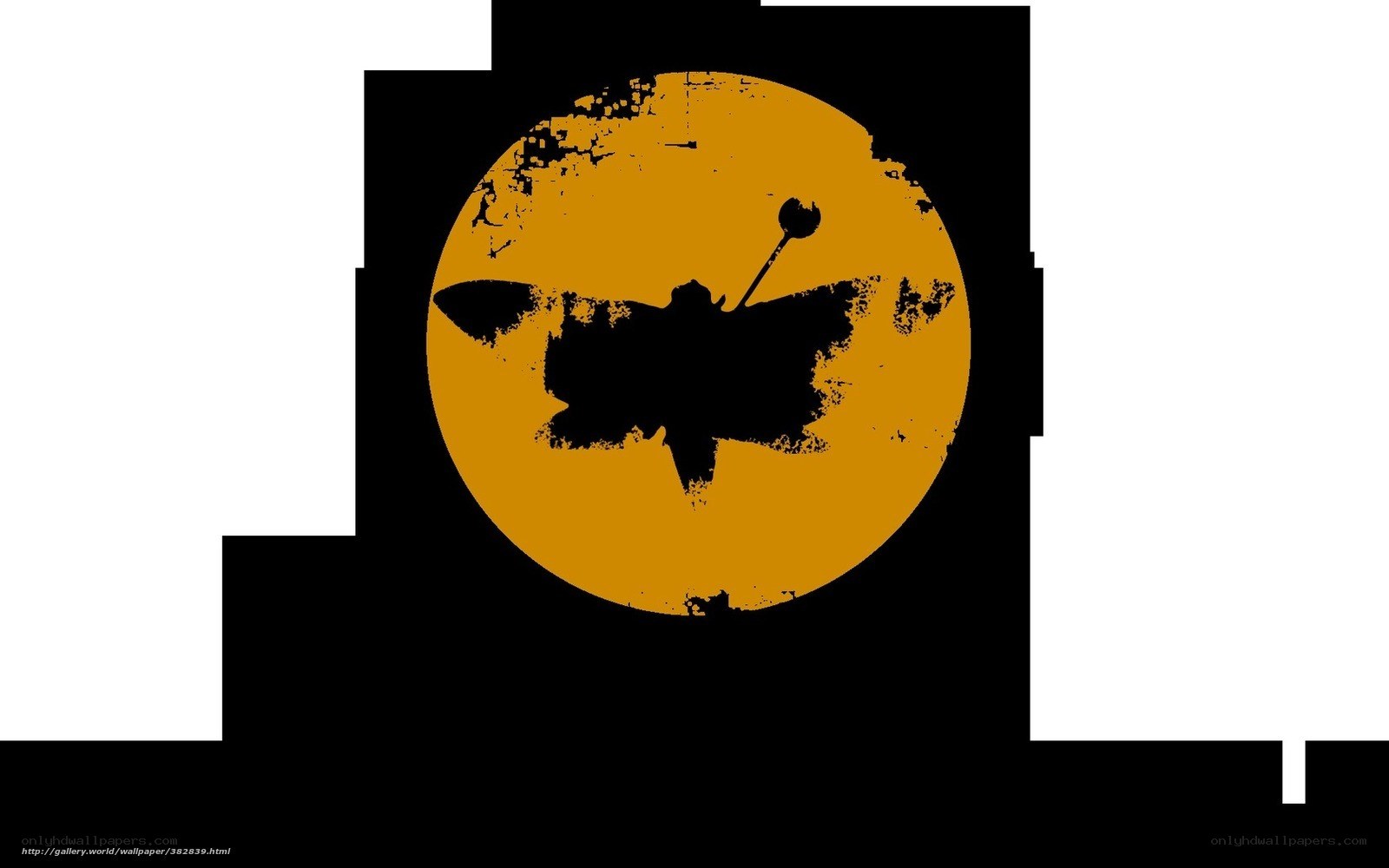 black butterfly on yellow circle
