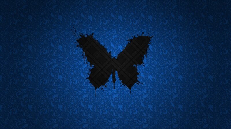 Black Butterfly Silhouette — Blue, Dark