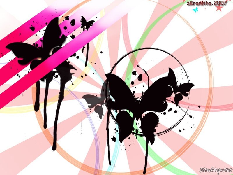 Black Butterfly Silhouettes — Pink